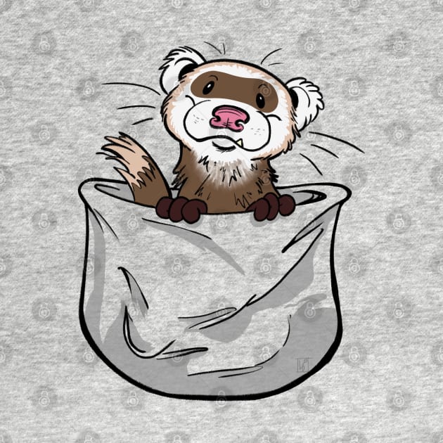 Ferret Pocket Funny Cute Brown White Tan Fur by Lael Pagano